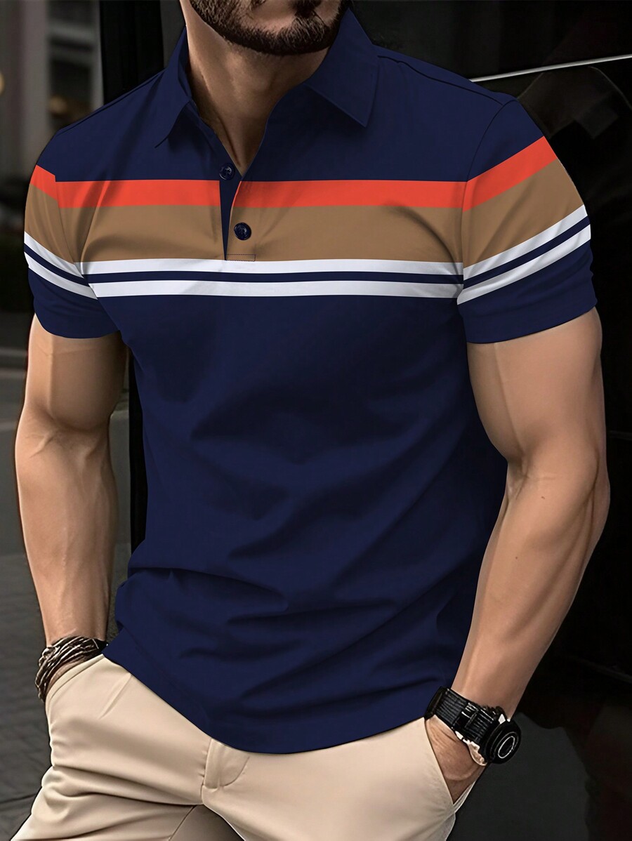 Polo Shirt Pique - 캘빈니스 남성 컬러 블록 반팔 폴로