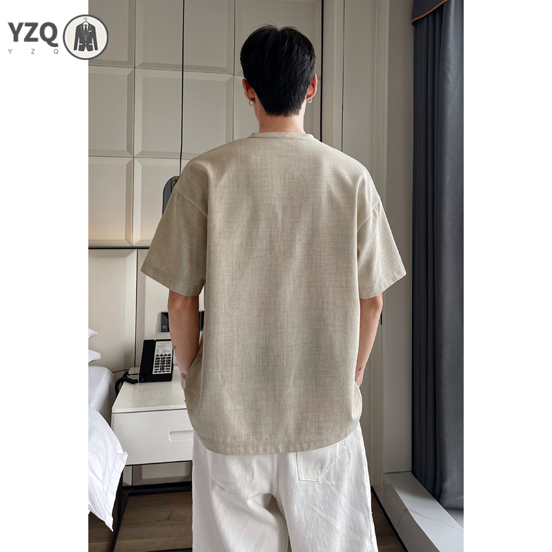 남성용 통기성이 좋은 린넨 소재의 짧은 소매 티셔츠,  - Linen Shirt Breathable 리뷰 및 가격