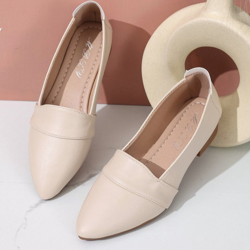 슬립온 여성 플랫 슈즈, 여성용 단색 슬립온, 포인티드 - Casual Sandal Leather 리뷰 및 가격