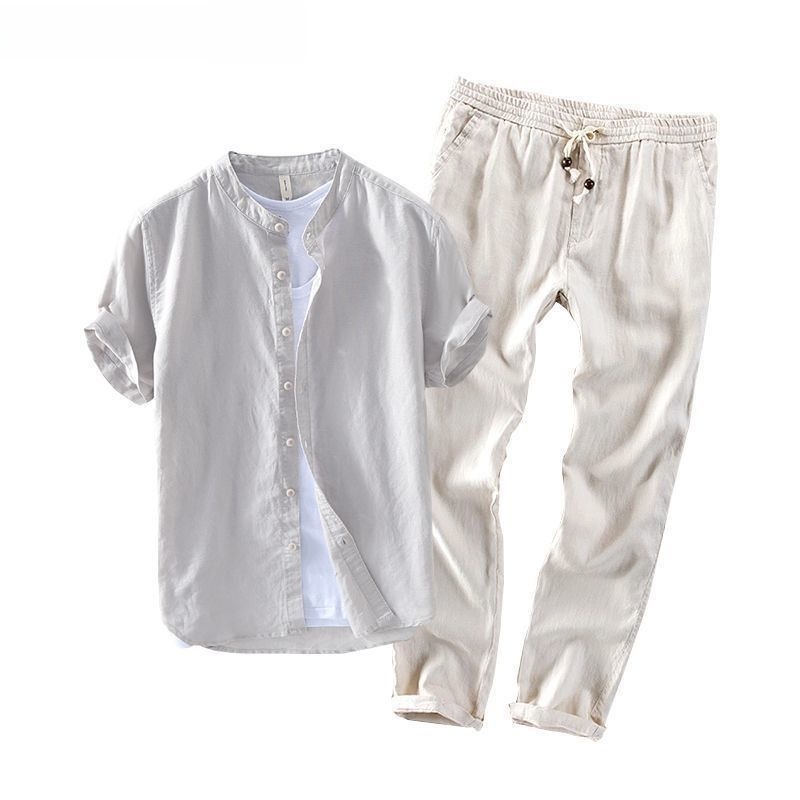 남성 린넨 반팔 캐주얼 셔츠 및 티셔츠 세트 통기성 좋 - Linen Shirt Breathable 리뷰 및 가격
