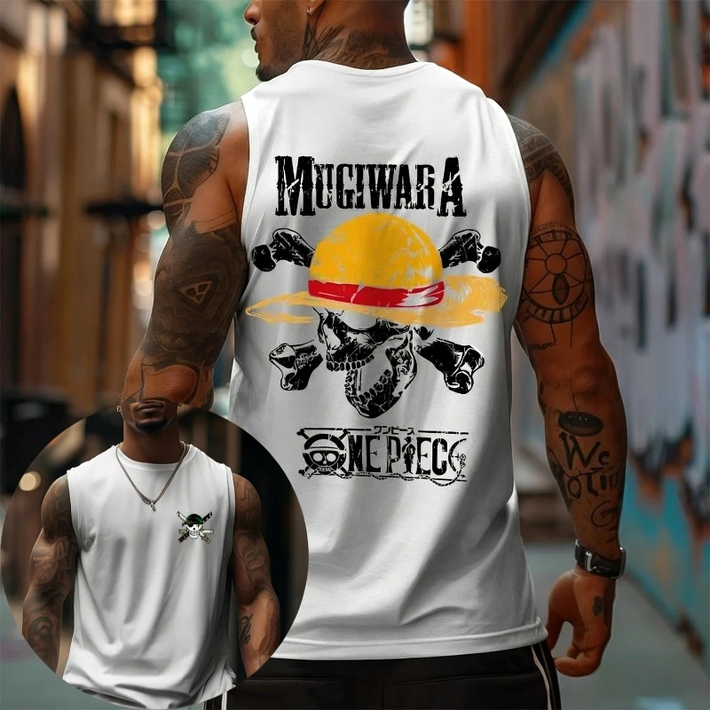 원피스 무기와라 밀짚모자 해골 탱크탑 애니메이션 그래픽 - Tank Top Muscle 리뷰 및 가격