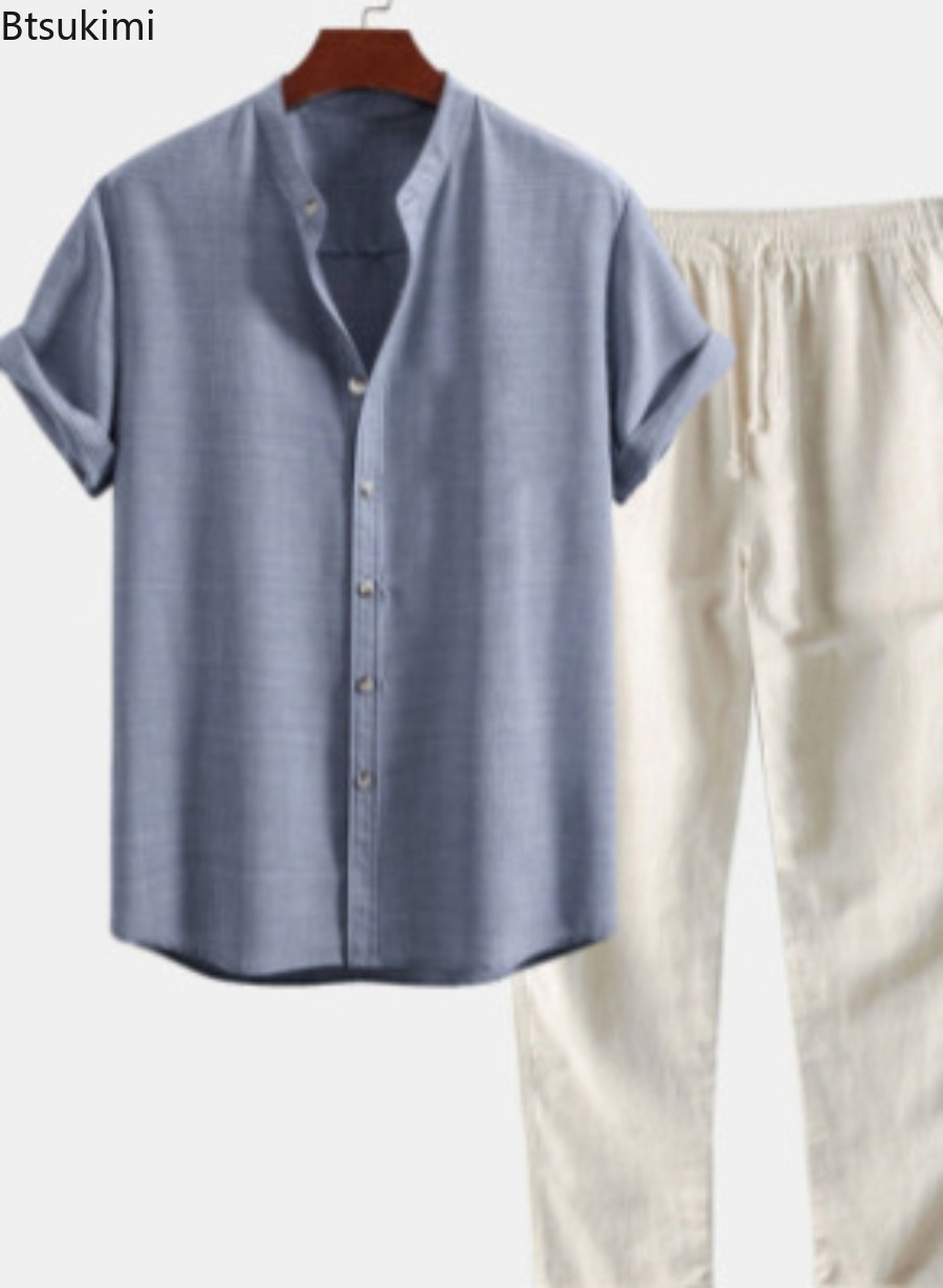 2026 남성 패션 솔리드 비치 투피스 세트 여름 경량 - Short Linen Drawstring 리뷰 및 가격