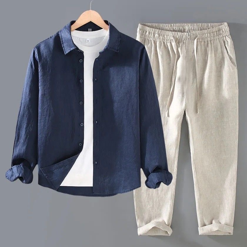 고급 순면 린넨 캐주얼 긴소매 남성 셔츠 가을 봄 여름 - Linen Shirt Breathable 리뷰 및 가격