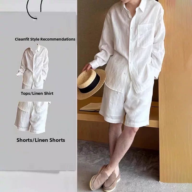 여름 유행 린넨 세트 남성 출퇴근 클린 버전 루즈핏 린 - Linen Shirt Breathable 리뷰 및 가격