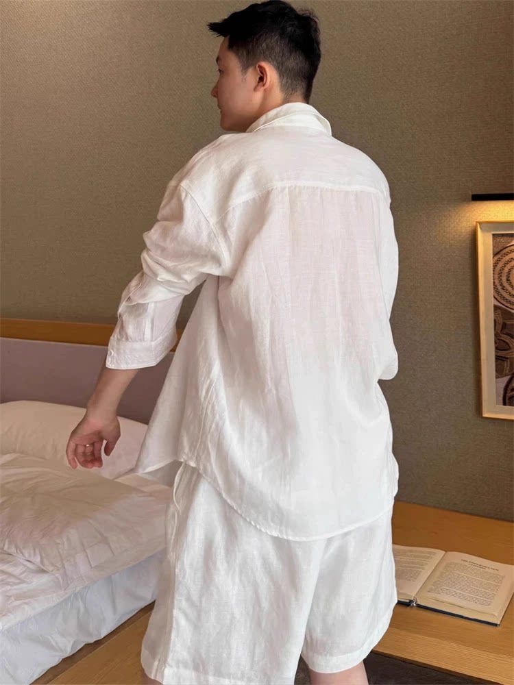여름 유행 린넨 세트 남성 출퇴근 클린 버전 루즈핏 린 - Linen Shirt Breathable 리뷰 및 가격