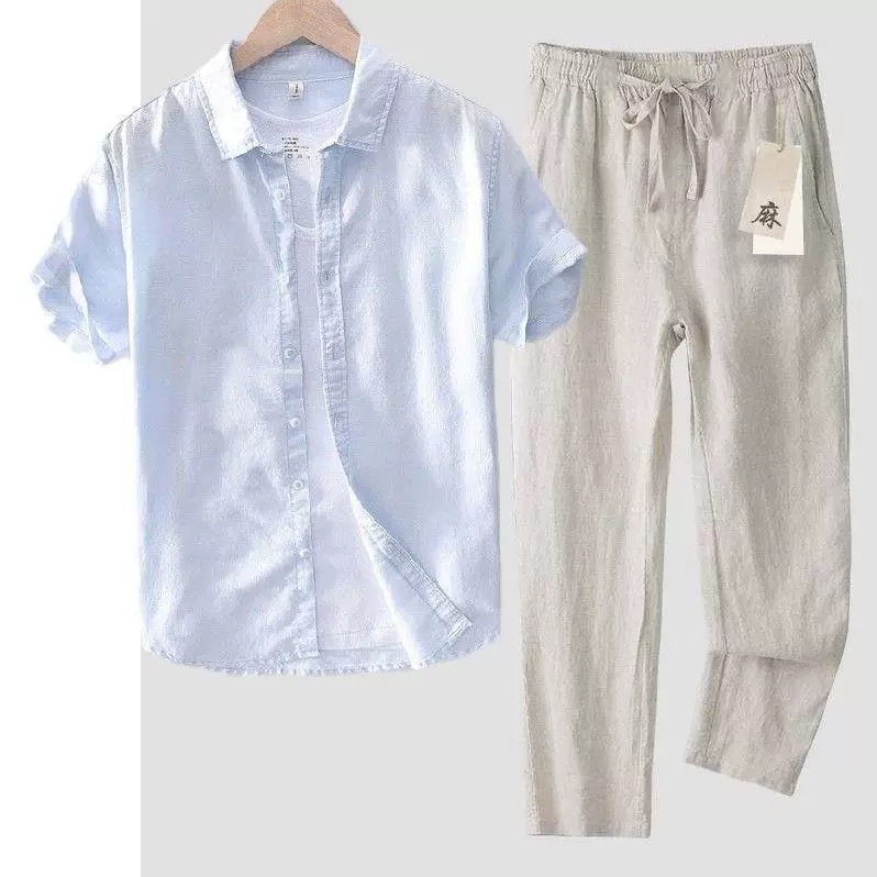 순면 코튼 셔츠 남성용 반팔 루즈핏 상의 여름 얇은 칼 - Linen Shirt Breathable 리뷰 및 가격